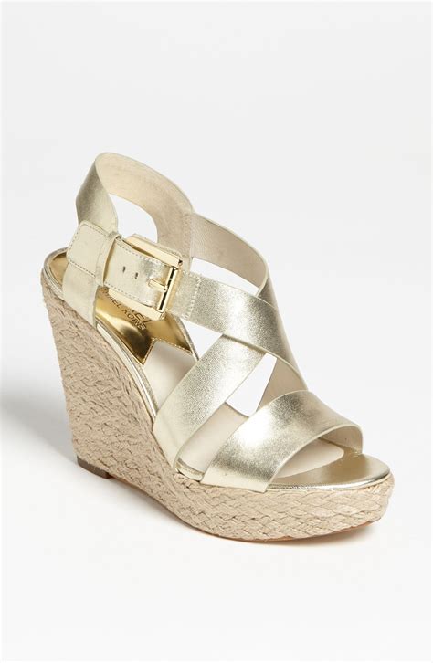 michael kors gold wedges giovanna|Michael Kors Giovanna Platform Wedge Sandals Pale gold.